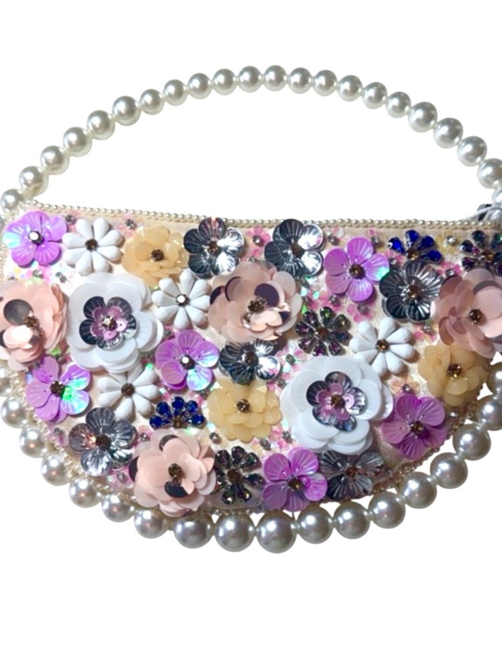 Pearl-Handle Floral Sequin Evening Bag, from Haute Hippie, NWT - Picture 1 of 3